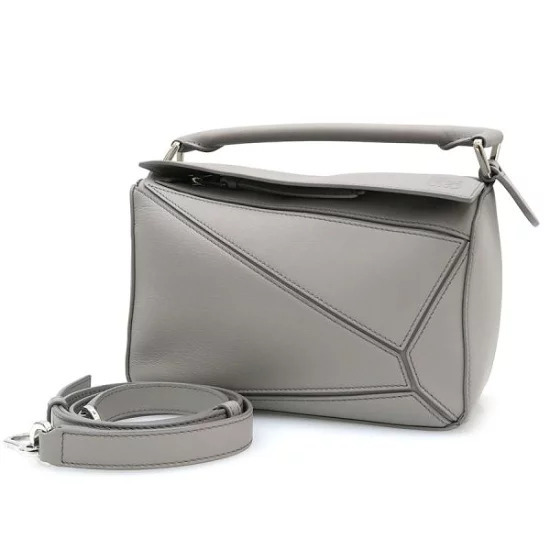 Loewe Puzzle Bag Geometric Paneled Rolled Leather Gray